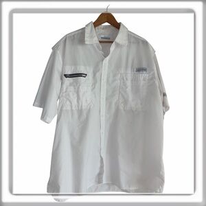 Columbia Oakwood Fishing Vented Short Sleeve Shirt Button Front Size 4XL White